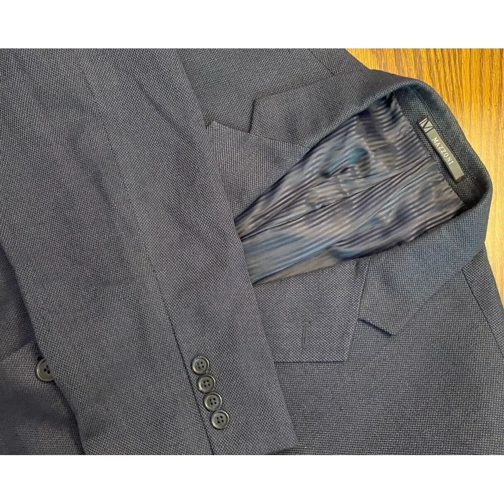 Mens Mazzoni 48 Regular Navy Blue Suit‎ Jacket Textured